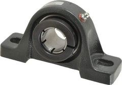 Browning - 1-3/16" ID, 6-3/16" OAL x 3-9/32" OAH Pillow Block Air Handling - 2,567 Lb Static Cap, 4,281 Lb Dyn Cap, 4-5/8" Btw Mnt Hole Ctrs, 1-11/16" Base-to-Ctr Ht, Cast Iron - Exact Tool & Supply