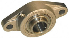 Browning - 1-1/4" ID, 6-1/8" OAL x 3-35/64" OAH 2-Bolt Flange - 3,493 Lb Static Cap, 5,782 Lb Dyn Cap, 5-1/8" Btw Mnt Hole Ctrs, Stainless Steel - Exact Tool & Supply