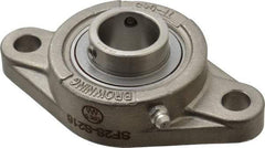 Browning - 1" ID, 4-7/8" OAL x 2-11/16" OAH 2-Bolt Flange - 1,651 Lb Static Cap, 2,801 Lb Dyn Cap, 3-57/64" Btw Mnt Hole Ctrs, Stainless Steel - Exact Tool & Supply