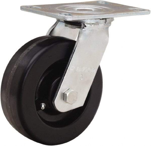 Hamilton - 6" Diam x 2" Wide x 7-1/2" OAH Top Plate Mount Swivel Caster - Phenolic, 900 Lb Capacity, Straight Roller Bearing, 4-1/2 x 6-1/4" Plate - Exact Tool & Supply