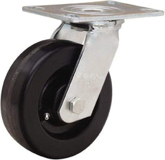Hamilton - 6" Diam x 2" Wide x 7-1/2" OAH Top Plate Mount Swivel Caster - Phenolic, 900 Lb Capacity, Straight Roller Bearing, 4-1/2 x 6-1/4" Plate - Exact Tool & Supply