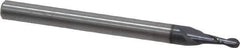 SGS - 1/16" Diam, 3/16" LOC, 2 Flute Solid Carbide Ball End Mill - AlTiN Finish, Single End, 1-1/2" OAL, 1/8" Shank Diam, Spiral Flute - Exact Tool & Supply