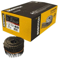 Stanley Bostitch - 0.12" Shank Diam 2-1/2" Long Framing Nails for Power Nailers - Steel, Galvanized Finish, Smooth Shank, Coil Collation, Diamond Point - Exact Tool & Supply