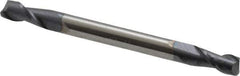 Accupro - 1/8", 1/4" LOC, 1/8" Shank Diam, 1-1/2" OAL, 2 Flute, Solid Carbide Square End Mill - Double End, AlTiN Finish, Spiral Flute, 40° Helix, Centercutting, Right Hand Cut, Right Hand Flute - Exact Tool & Supply