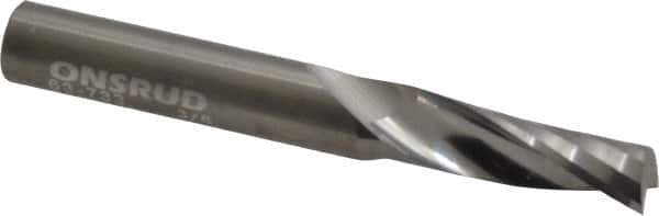 Onsrud - 3/8" Cutting Diam x 1-1/8" Length of Cut, 1 Flute, Upcut Spiral Router Bit - Uncoated, Right Hand Cut, Solid Carbide, 3" OAL x 3/8" Shank Diam, Single Edge, 21° Helix Angle - Exact Tool & Supply