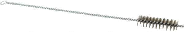 Schaefer Brush - 3" Long x 7/8" Diam Stainless Steel Long Handle Wire Tube Brush - Single Spiral, 15" OAL, 0.007" Wire Diam, 3/8" Shank Diam - Exact Tool & Supply