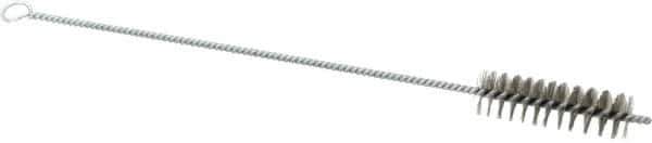 Schaefer Brush - 3" Long x 1" Diam Stainless Steel Long Handle Wire Tube Brush - Single Spiral, 15" OAL, 0.007" Wire Diam, 3/8" Shank Diam - Exact Tool & Supply