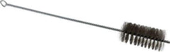 Schaefer Brush - 3" Long x 1-1/2" Diam Stainless Steel Long Handle Wire Tube Brush - Single Spiral, 15" OAL, 0.007" Wire Diam, 3/8" Shank Diam - Exact Tool & Supply