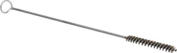 Schaefer Brush - 3" Long x 3/8" Diam Stainless Steel Long Handle Wire Tube Brush - Single Spiral, 27" OAL, 0.005" Wire Diam, 0.145" Shank Diam - Exact Tool & Supply