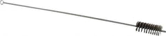 Schaefer Brush - 3" Long x 1-1/4" Diam Stainless Steel Long Handle Wire Tube Brush - Single Spiral, 27" OAL, 0.007" Wire Diam, 3/8" Shank Diam - Exact Tool & Supply