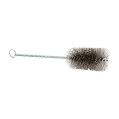 Schaefer Brush - 3" Long x 1-1/2" Diam Stainless Steel Long Handle Wire Tube Brush - Single Spiral, 27" OAL, 0.009" Wire Diam, 3/8" Shank Diam - Exact Tool & Supply