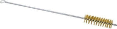 Schaefer Brush - 3" Long x 1" Diam Brass Long Handle Wire Tube Brush - Single Spiral, 15" OAL, 0.006" Wire Diam, 3/8" Shank Diam - Exact Tool & Supply