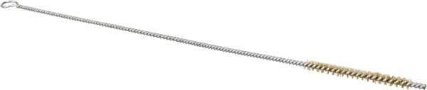 Schaefer Brush - 3" Long x 1/4" Diam Brass Long Handle Wire Tube Brush - Single Spiral, 27" OAL, 0.005" Wire Diam, 0.13" Shank Diam - Exact Tool & Supply