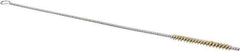 Schaefer Brush - 3" Long x 1/4" Diam Brass Long Handle Wire Tube Brush - Single Spiral, 27" OAL, 0.005" Wire Diam, 0.13" Shank Diam - Exact Tool & Supply