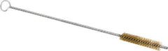 Schaefer Brush - 3" Long x 1/2" Diam Brass Long Handle Wire Tube Brush - Single Spiral, 27" OAL, 0.006" Wire Diam, 0.17" Shank Diam - Exact Tool & Supply