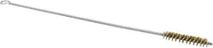 Schaefer Brush - 3" Long x 5/8" Diam Brass Long Handle Wire Tube Brush - Single Spiral, 27" OAL, 0.006" Wire Diam, 3/8" Shank Diam - Exact Tool & Supply