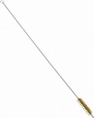 Schaefer Brush - 3" Long x 3/4" Diam Brass Long Handle Wire Tube Brush - Single Spiral, 27" OAL, 0.006" Wire Diam, 3/8" Shank Diam - Exact Tool & Supply