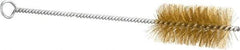 Schaefer Brush - 3" Long x 1-1/2" Diam Brass Long Handle Wire Tube Brush - Single Spiral, 27" OAL, 0.008" Wire Diam, 3/8" Shank Diam - Exact Tool & Supply