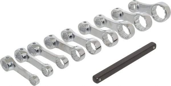 Proto - 9 Piece 3/8" Drive Torque Adapter Set - 3/8 to 7/8", with Clip Rail - Exact Tool & Supply