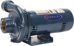 Berkeley - TEFC Motor, 208-230/460 Volt, 3 Phase, 2-1/2 HP, Cast Iron Straight Pump - 2 Inch Inlet, 1-1/2 Inch Outlet, 142 Max Head psi, Brass Impeller - Exact Tool & Supply