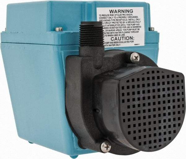 Little Giant Pumps - 1/15 HP, 7.5 psi, Aluminum Miniature Submersible Pump - 1/2 Inch Inlet, 1/2 Inch Outlet, 6 Ft. Long Power Cord, 3.2 Amp - Exact Tool & Supply