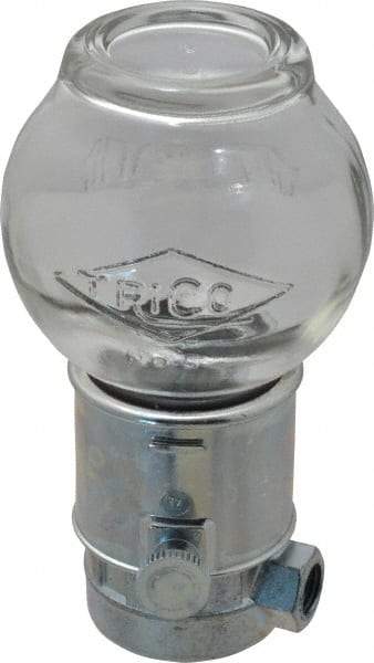Trico - 1 Outlet, Glass Bowl, 8 Ounce Constant-Level Oil Reservoir - 1/4 NPT Outlet, 3-3/16" Diam x 6-11/16" High - Exact Tool & Supply