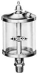 Trico - 1 Outlet, Glass Bowl, 5 Ounce Manual-Adjustable Oil Reservoir - 3/8 NPT Outlet, 2-5/8" Diam x 6-1/16" High - Exact Tool & Supply