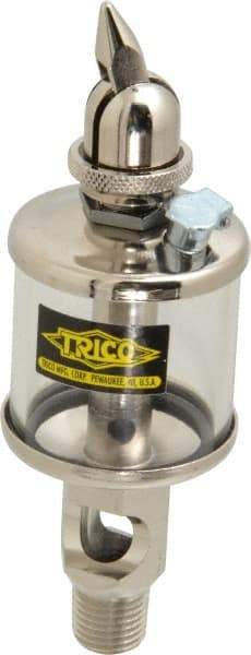 Trico - 1 Outlet, Glass Bowl, 1 Ounce Manual-Adjustable Oil Reservoir - 1/4 NPT Outlet, 1-5/8" Diam x 5-11/16" High - Exact Tool & Supply