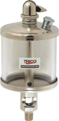 Trico - 1 Outlet, Glass Bowl, 5 Ounce Manual-Adjustable Oil Reservoir - 1/8 NPT Outlet, 2-5/8" Diam x 6-1/16" High - Exact Tool & Supply