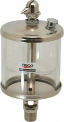 Trico - 1 Outlet, Glass Bowl, 10 Ounce Manual-Adjustable Oil Reservoir - 3/8 NPT Outlet, 3-1/8" Diam x 6-13/16" High - Exact Tool & Supply