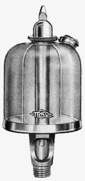 Trico - 1 Outlet, Acrylic Bowl, 8 Ounce Manual-Adjustable Oil Reservoir - 3/8 NPT Outlet, 2-5/8" Diam x 6-3/8" High - Exact Tool & Supply