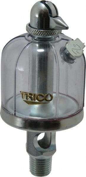 Trico - 1 Outlet, Acrylic Bowl, 2 Ounce Manual-Adjustable Oil Reservoir - 1/4 NPT Outlet, 1-15/16" Diam x 4-1/2" High - Exact Tool & Supply