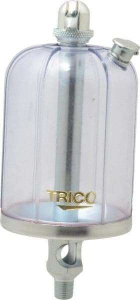 Trico - 1 Outlet, Acrylic Bowl, 8 Ounce Manual-Adjustable Oil Reservoir - 1/8 NPT Outlet, 2-5/8" Diam x 6-3/8" High - Exact Tool & Supply