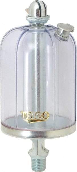 Trico - 1 Outlet, Acrylic Bowl, 8 Ounce Manual-Adjustable Oil Reservoir - 1/4 NPT Outlet, 2-5/8" Diam x 6-3/8" High - Exact Tool & Supply