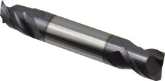 Accupro - 1/2", 5/8" LOC, 1/2" Shank Diam, 3" OAL, 2 Flute, Solid Carbide Square End Mill - Double End, AlTiN Finish, Spiral Flute, 40° Helix, Centercutting, Right Hand Cut, Right Hand Flute - Exact Tool & Supply