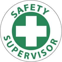 NMC - Safety Supervisor, Hard Hat Label - Green on White, 2" Thick, For Accident Prevention - Exact Tool & Supply