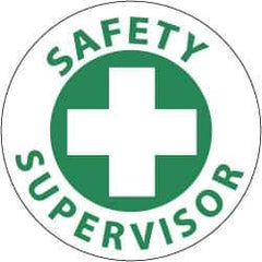 NMC - Safety Supervisor, Hard Hat Label - Green on White, 2" Thick, For Accident Prevention - Exact Tool & Supply