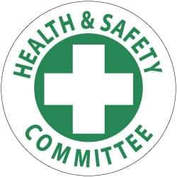 NMC - Health & Safety Committee, Hard Hat Label - Green on White, 2" Thick, For Accident Prevention - Exact Tool & Supply