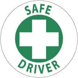 NMC - Safe Driver, Hard Hat Label - Green on White, 2" Thick, For Accident Prevention - Exact Tool & Supply