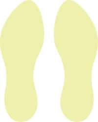 NMC - Foot Prints (Graphic), Pressure Sensitive Vinyl Exit Sign - 6" Wide x 10" High, Glow-in-the-Dark - Exact Tool & Supply