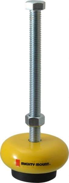 Gibraltar - 500 Lb Capacity, 1/2-13 Thread, Zinc Stud, Machine Socket Mount Leveling Mount - 6" Stud Length, 3" Base Diam, Elastomer Pad - Exact Tool & Supply