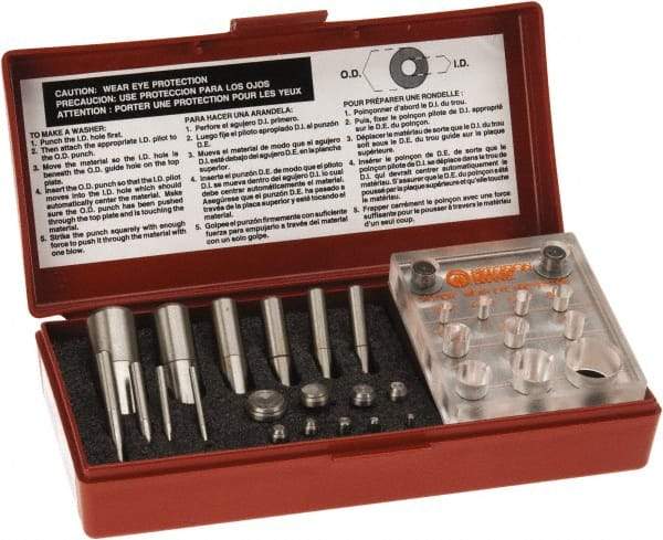 Made in USA - 3 to 20mm Diameter Shim Punch and Die Set - 10 Piece - Exact Tool & Supply