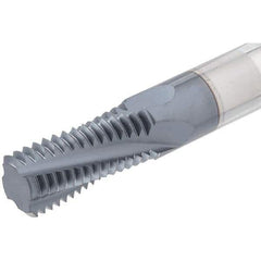 Iscar - M8x1.00 Metric Fine, 0.315" Cutting Diam, 4 Flute, Solid Carbide Helical Flute Thread Mill - Internal Thread, 16.5mm LOC, 64mm OAL, 8mm Shank Diam - Exact Tool & Supply