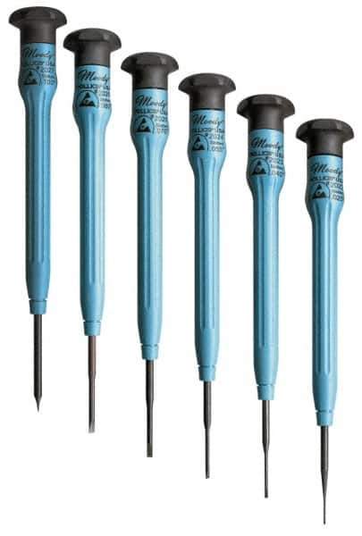 Moody Tools - 6 Piece Slotted Screwdriver Set - Round Shank, Multi Handle - Exact Tool & Supply