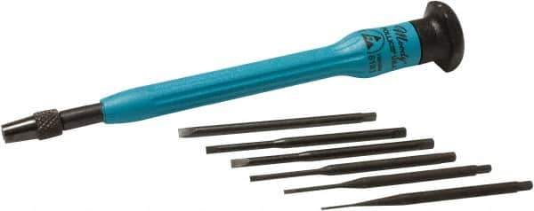 Moody Tools - 7 Piece Slotted Screwdriver Set - Round Shank, Single Handle, Blade Sizes: Width 0.025, 0.04, 0.055, 0.07, 0.08 & 0.1 - Exact Tool & Supply