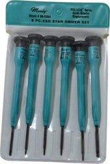 Moody Tools - 6 Piece Torx Screwdriver Set - Round Shank, Multi Handle, Bit Sizes: Torx T3, T4, T5, T6, IP8 & IP10 - Exact Tool & Supply