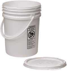 Made in USA - 5.5 Gallon Closure Capacity, Screw On Closure, White Drum Pail - Polyethylene, UN 12H2/Y24/S - Exact Tool & Supply