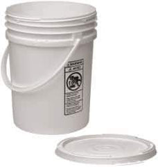 Made in USA - 5.5 Gallon Closure Capacity, Screw On Closure, White Drum Pail - Polyethylene, UN 12H2/Y24/S - Exact Tool & Supply