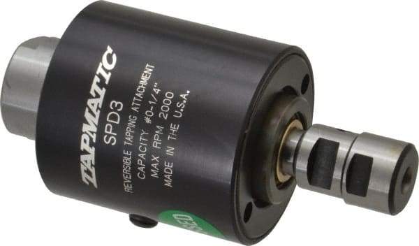 Tapmatic - Model SPD-3, No. 0 Min Tap Capacity, 1/4 Inch Max Mild Steel Tap Capacity, 1/2-20 Mount Tapping Head - 21600 (J116), 21700 (J117) Compatible, Includes Tap Clamping Wrenches, for CNC and Manual Machines - Exact Tool & Supply