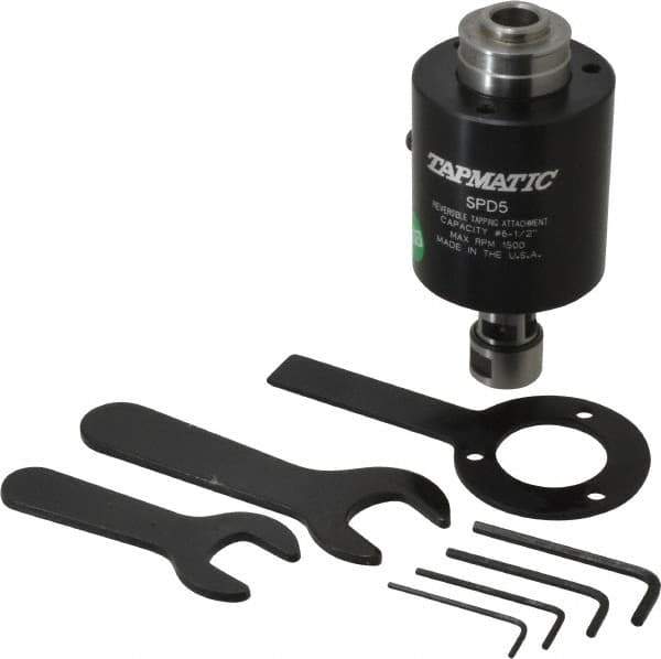 Tapmatic - Model SPD-5, No. 6 Min Tap Capacity, 1/2 Inch Max Mild Steel Tap Capacity, JT33 Mount Tapping Head - 22100 (J421), 22000 (J422) Compatible, Includes Tap Clamping Wrenches, for CNC and Manual Machines - Exact Tool & Supply